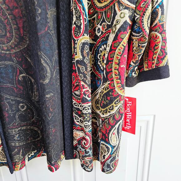 Vintage New NWT BonWorth Paisley Print Cardigan Size Medium Petite MP 3/4 Sleeve - Picture 7 of 13